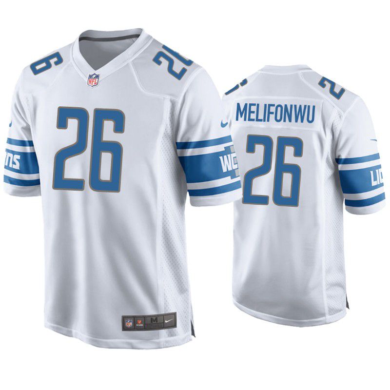 Men Detroit Lions #26 Ifeatu Melifonwu Nike White Game NFL Jersey